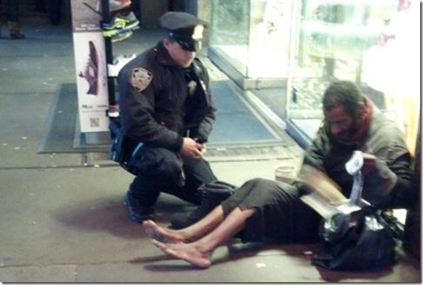 homeless man gets boots