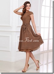 A-Line/Princess Scoop Neck Knee-Length Chiffon Bridesmaid Dress